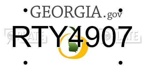RTY4907 Georgia License Plate