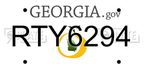 RTY6294 Georgia License Plate