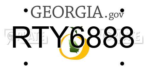 RTY6888 Georgia License Plate