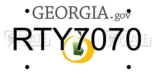 RTY7070 Georgia License Plate