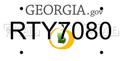 RTY7080 Georgia License Plate