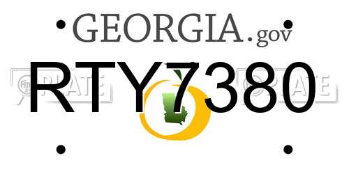 RTY7380 Georgia License Plate