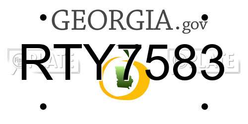 RTY7583 Georgia License Plate
