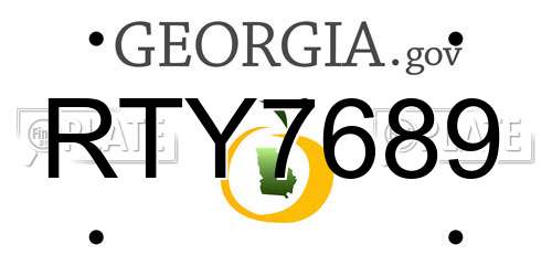 RTY7689 Georgia License Plate