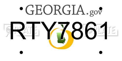 RTY7861 Georgia License Plate