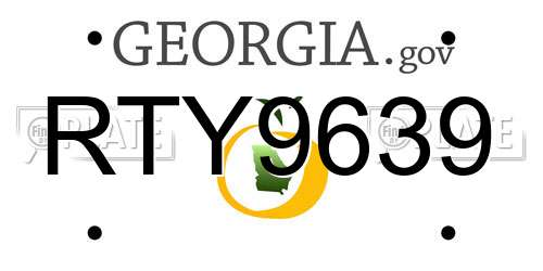 RTY9639 Georgia License Plate