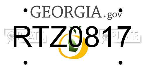 RTZ0817 Georgia License Plate
