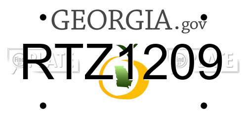 RTZ1209 Georgia License Plate