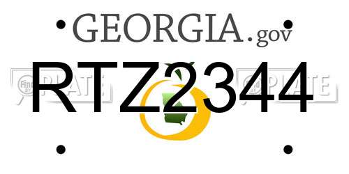 RTZ2344 Georgia License Plate