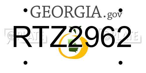 RTZ2962 Georgia License Plate