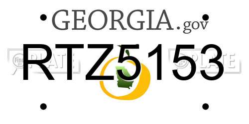RTZ5153 Georgia License Plate