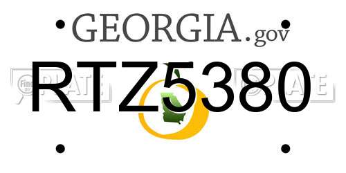 RTZ5380 Georgia License Plate