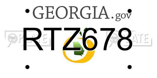 RTZ678 Georgia License Plate