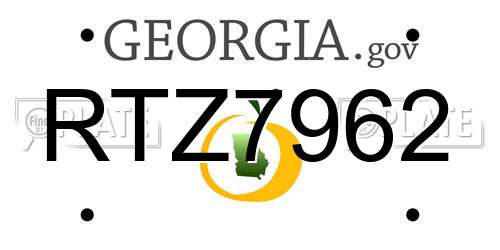 RTZ7962 Georgia License Plate