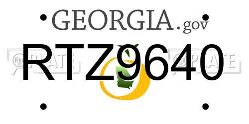 RTZ9640 Georgia License Plate