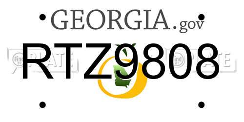 RTZ9808 Georgia License Plate