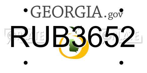 RUB3652 Georgia License Plate