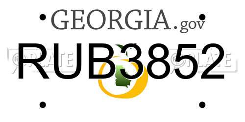 RUB3852 Georgia License Plate