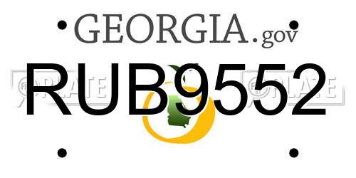 RUB9552 Georgia License Plate