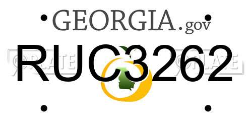 RUC3262 Georgia License Plate
