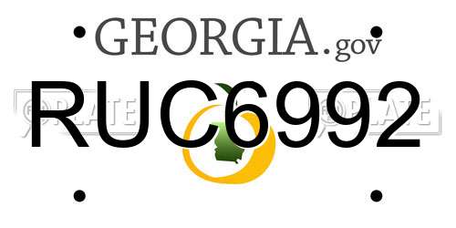 RUC6992 Georgia License Plate