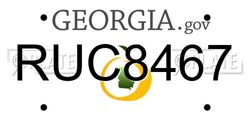 RUC8467 Georgia License Plate