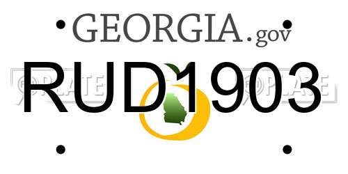 RUD1903 Georgia License Plate
