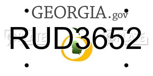 RUD3652 Georgia License Plate