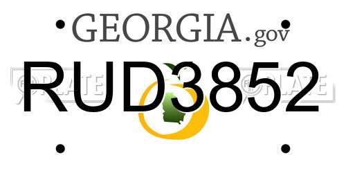 RUD3852 Georgia License Plate
