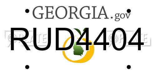 RUD4404 Georgia License Plate
