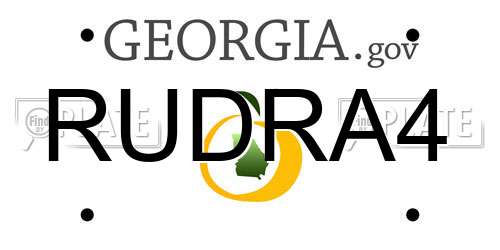 RUDRA4 Georgia License Plate