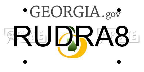 RUDRA8 Georgia License Plate