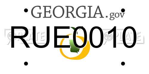 RUE0010 Georgia License Plate