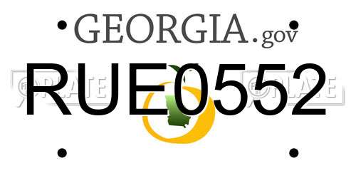 RUE0552 Georgia License Plate