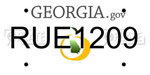 RUE1209 Georgia License Plate