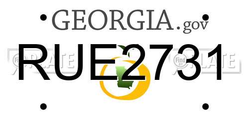 RUE2731 Georgia License Plate