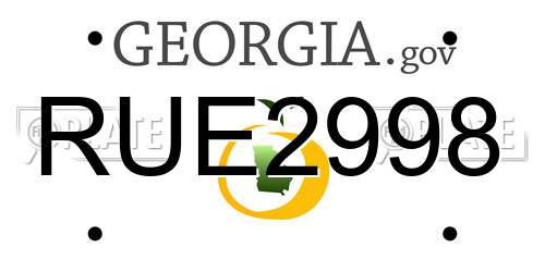 RUE2998 Georgia License Plate