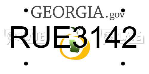 RUE3142 Georgia License Plate