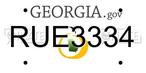 RUE3334 Georgia License Plate
