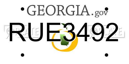 RUE3492 Georgia License Plate