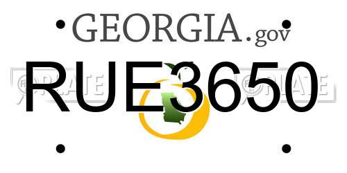 RUE3650 Georgia License Plate