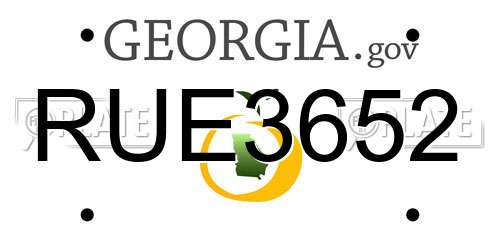 RUE3652 Georgia License Plate