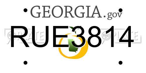 RUE3814 Georgia License Plate