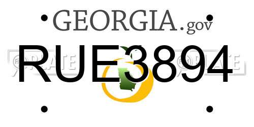 RUE3894 Georgia License Plate