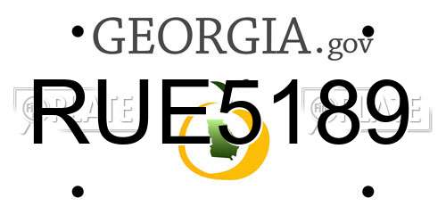 RUE5189 Georgia License Plate