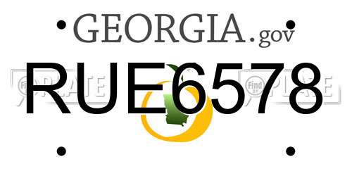 RUE6578 Georgia License Plate