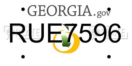 RUE7596 Georgia License Plate