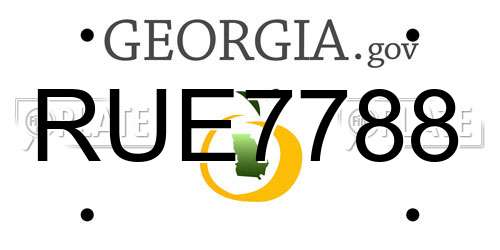 RUE7788 Georgia License Plate