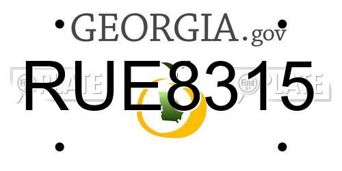 RUE8315 Georgia License Plate