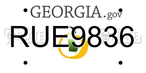 RUE9836 Georgia License Plate